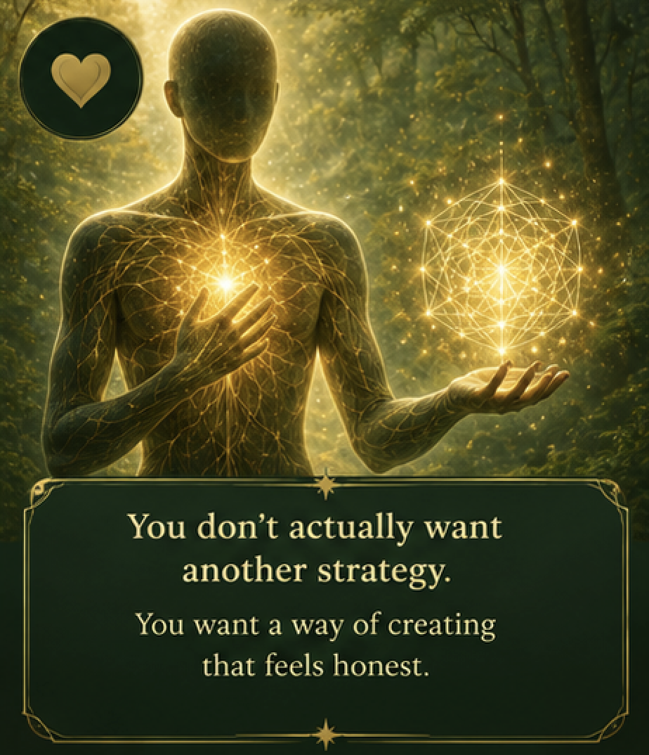 A creator connecting with their heart, representing a desire to create in a way that feels honest and authentic.