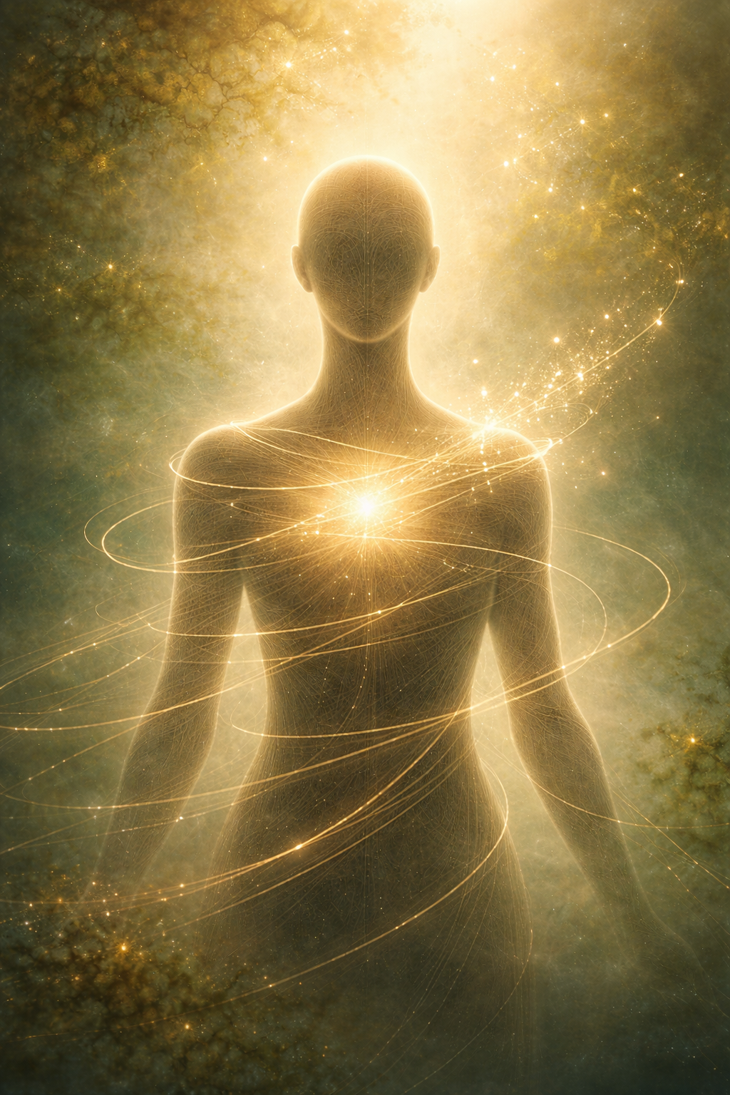 Glowing figure releasing old patterns in the Deprogram the Hustle section of Build from Alignment